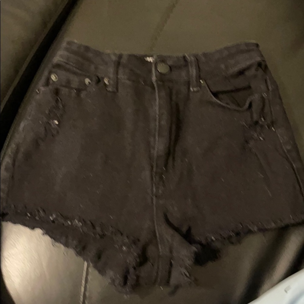 Black denim High Rise Shorts